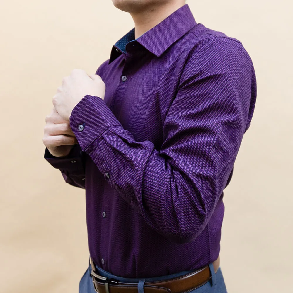 Purple Textured Patterned Dress Shirt | The Edo