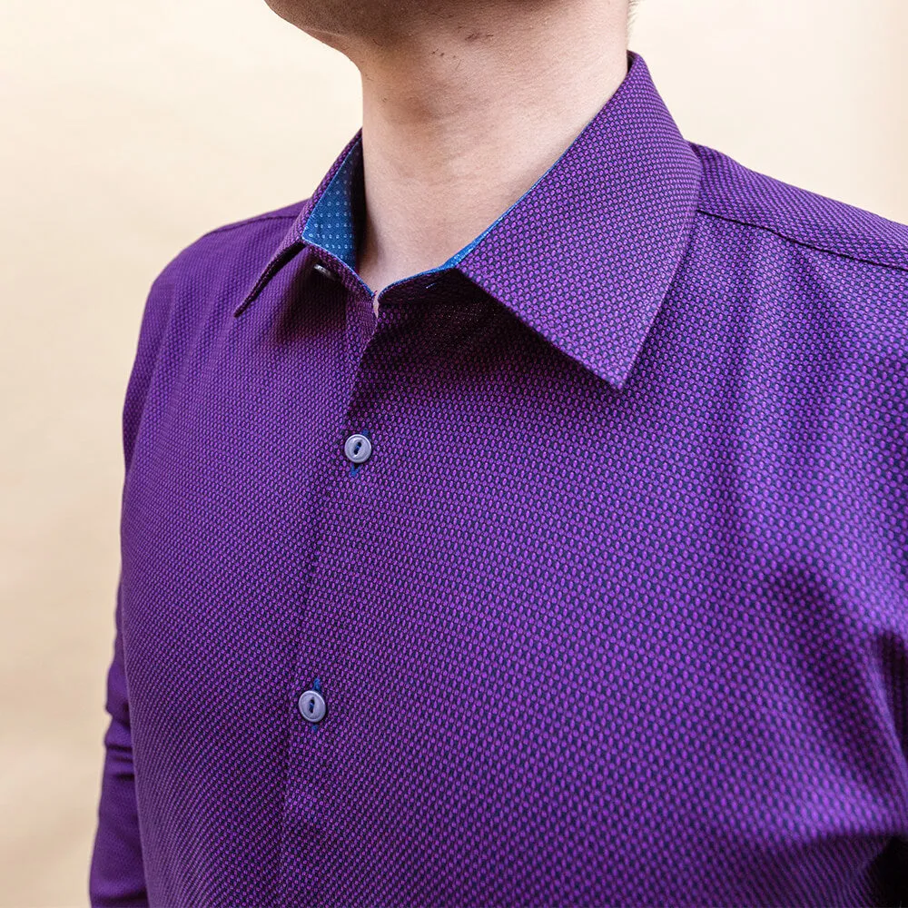 Purple Textured Patterned Dress Shirt | The Edo