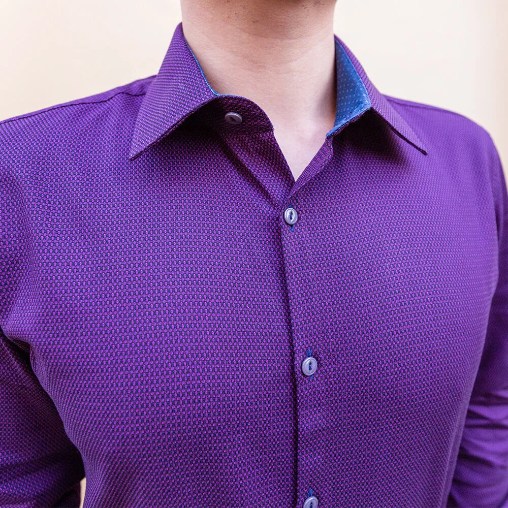 Purple Textured Patterned Dress Shirt | The Edo