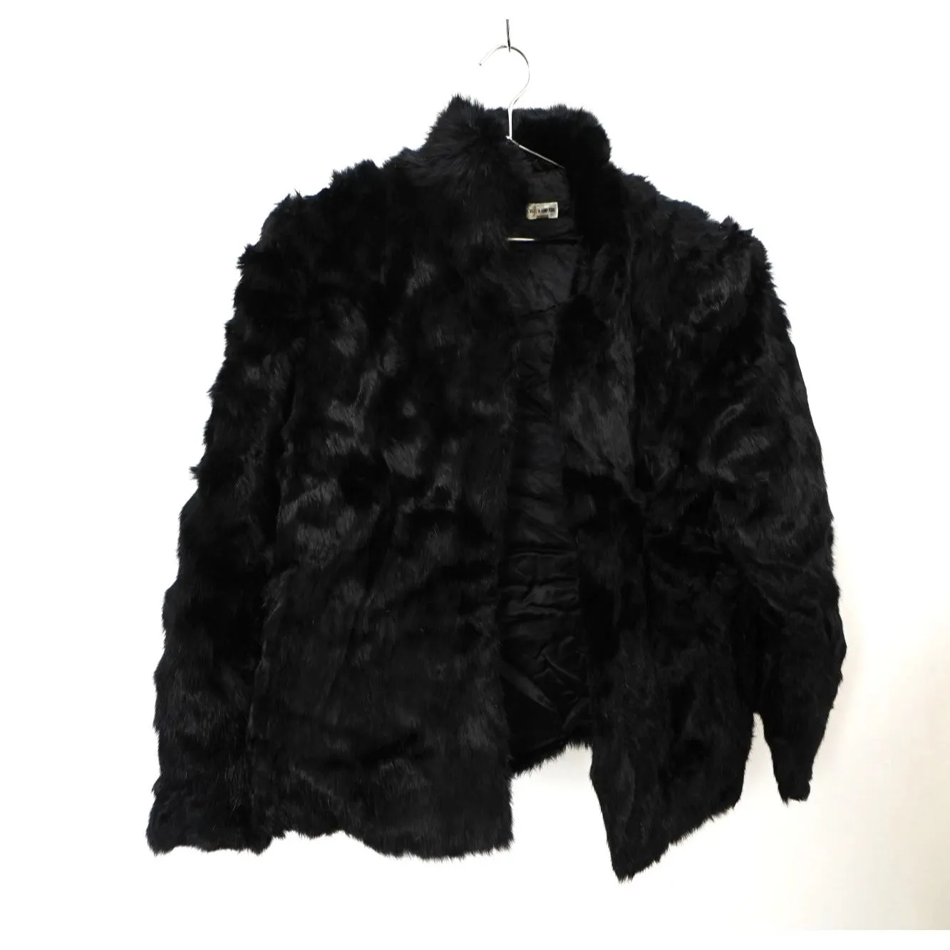 "Retail" Vintage Made in Hong Kong Black Winter Fur Coat Size Large Women's