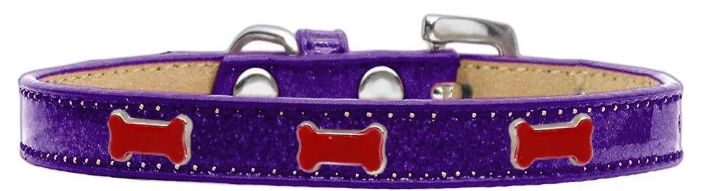 Red Bone Widget Dog Collar Purple Ice Cream Size 16