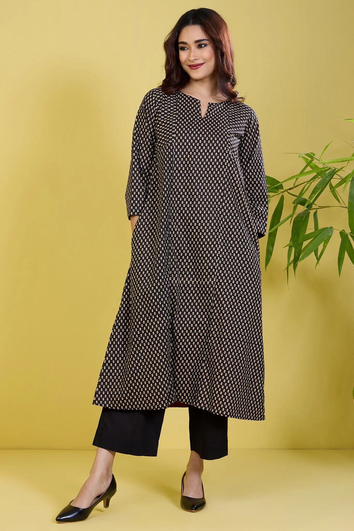 reversible a-line kalidar kurta ebony vineyard