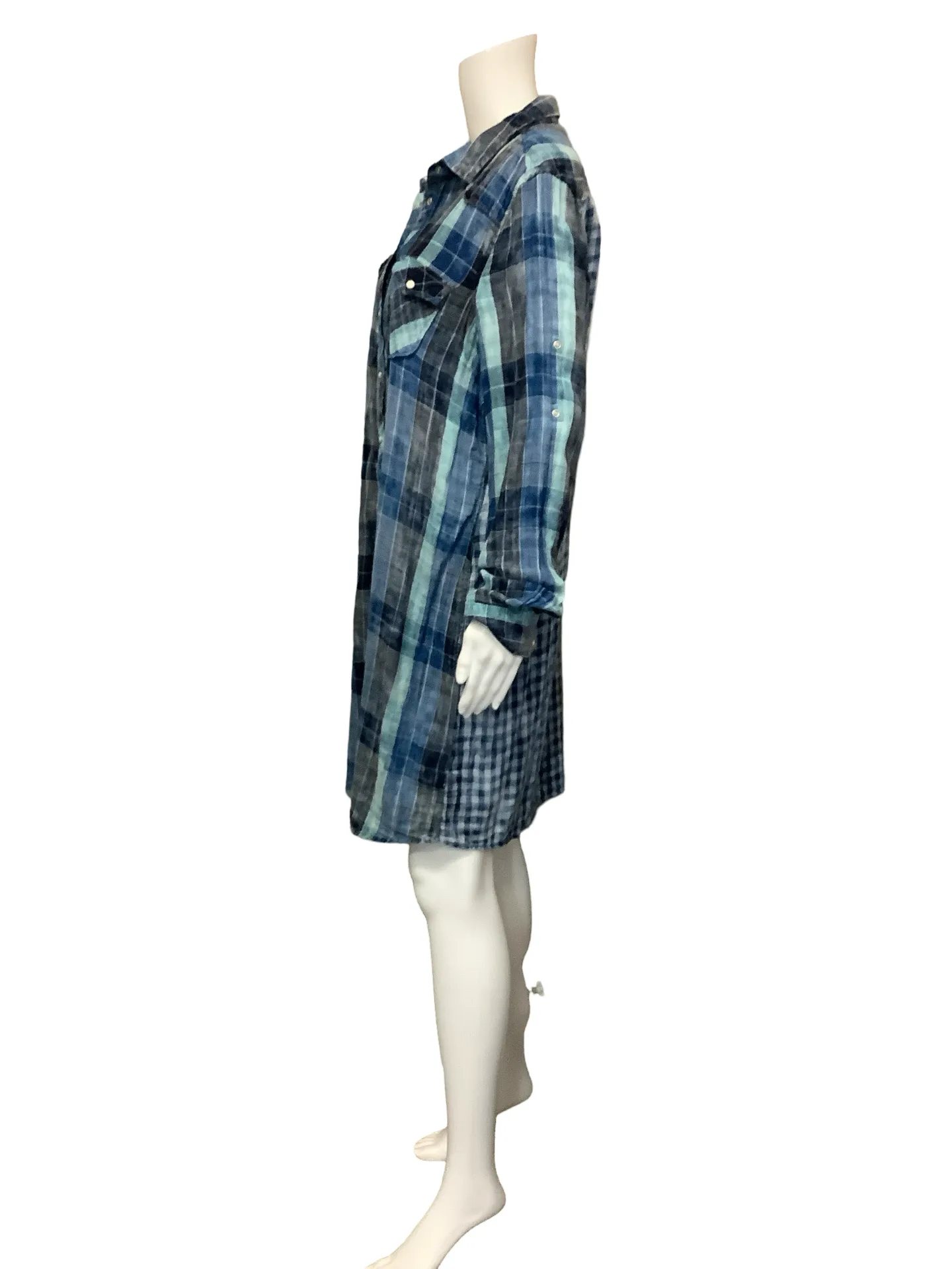 Ryan Michael Plaid Print Long Sleeve Shirt Dress  Size: XL