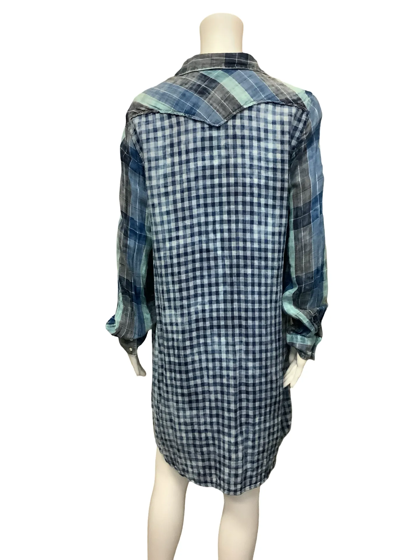 Ryan Michael Plaid Print Long Sleeve Shirt Dress  Size: XL