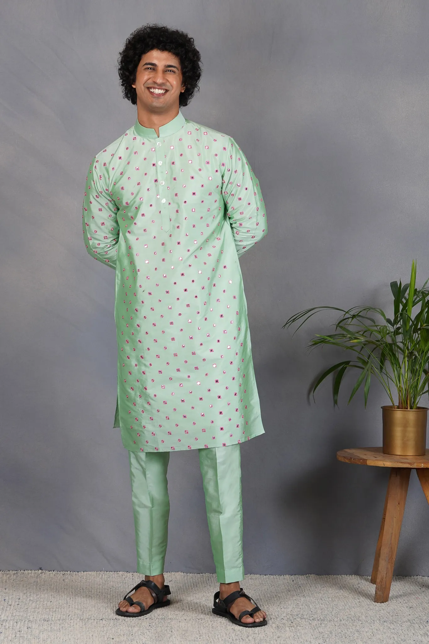 Sabz - Foil Mirror & Silk - Kurta Set