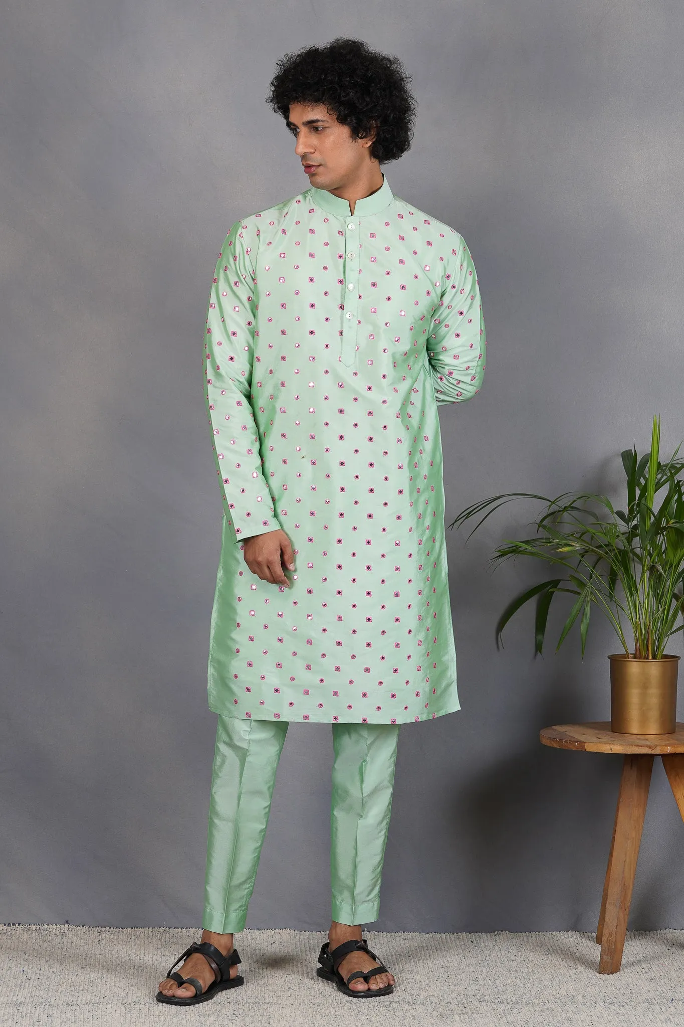 Sabz - Foil Mirror & Silk - Kurta Set