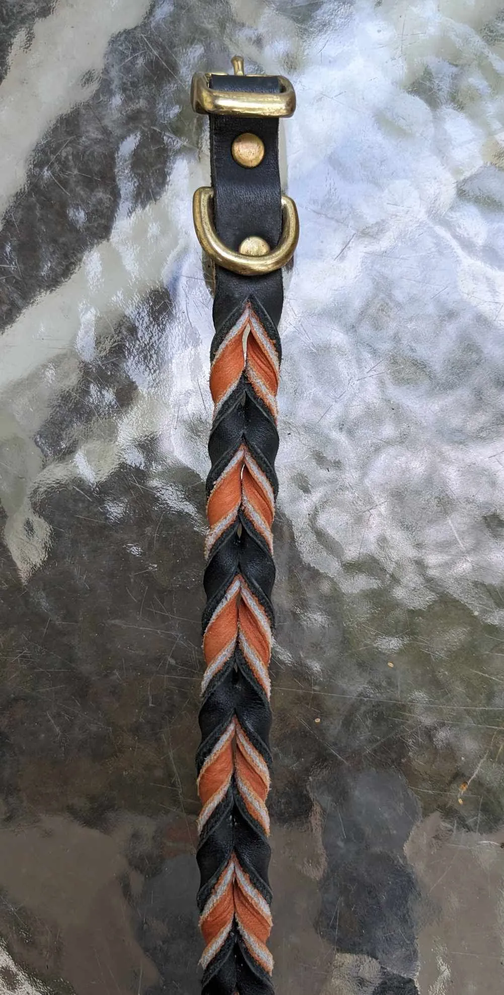 SALE! Shop worn Braided Latigo Leather Collars - SIZE 14 (fits 11.5"-14")