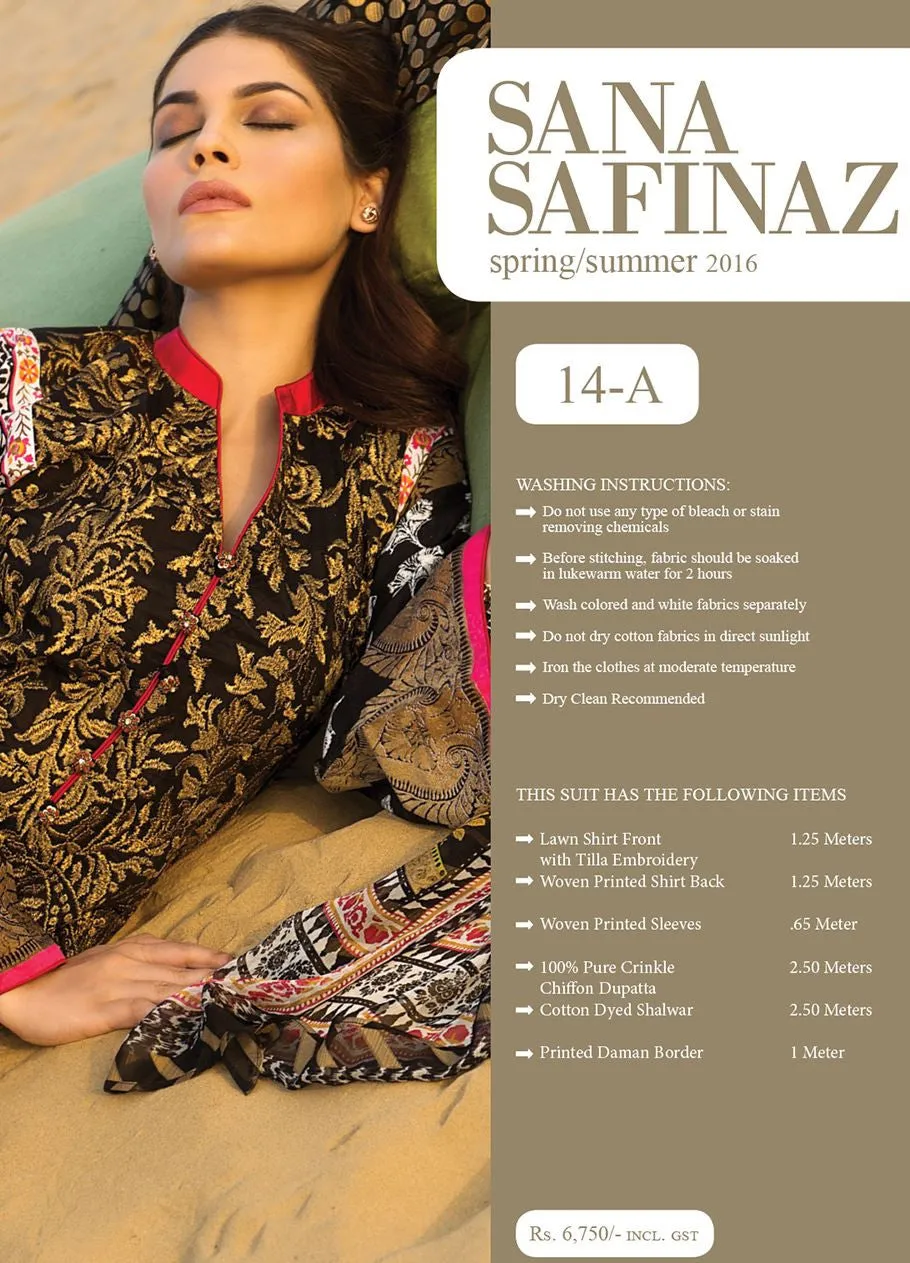 Sana Safinaz Spring/Summer Lawn Collection 2016 – 14A