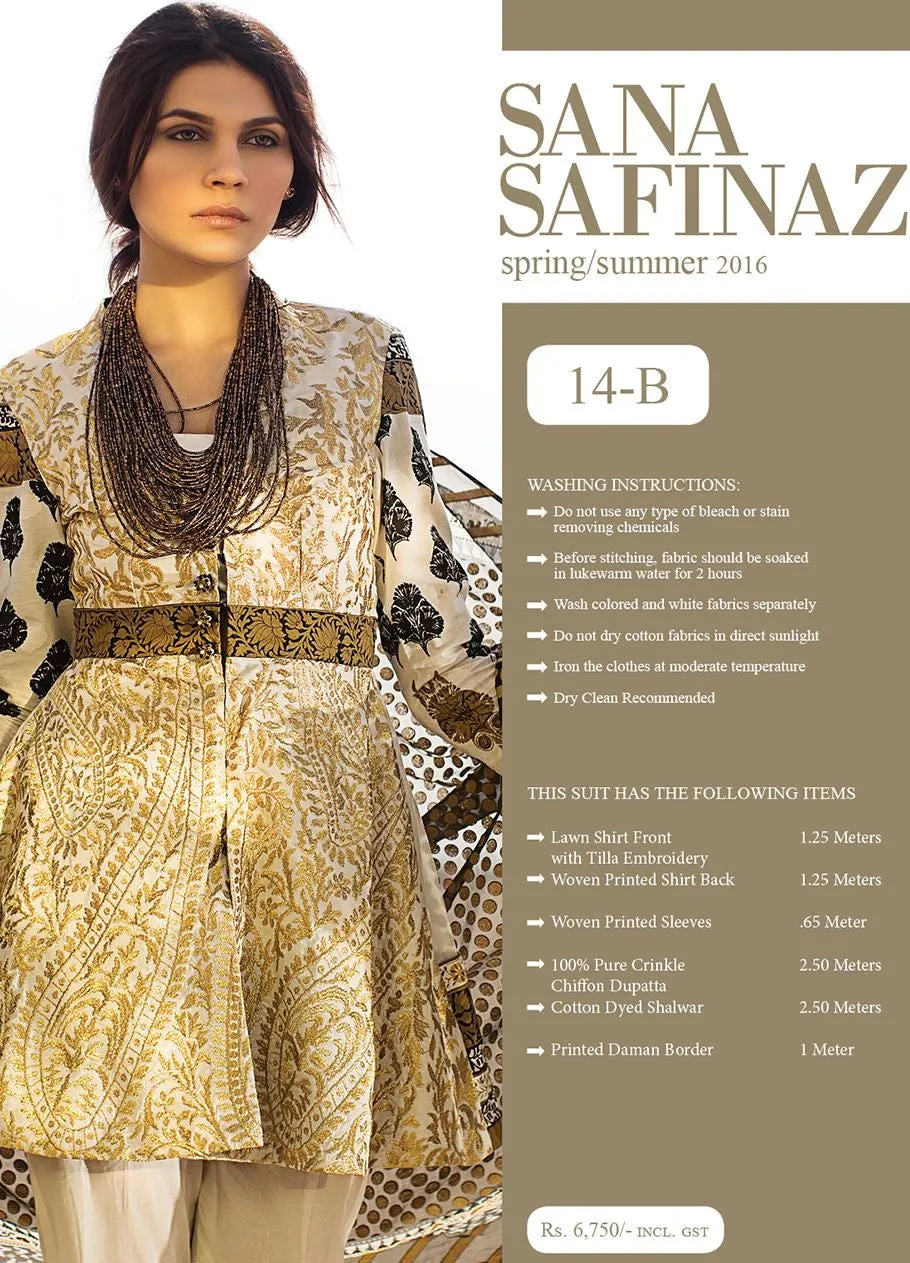 Sana Safinaz Spring/Summer Lawn Collection 2016 – 14B