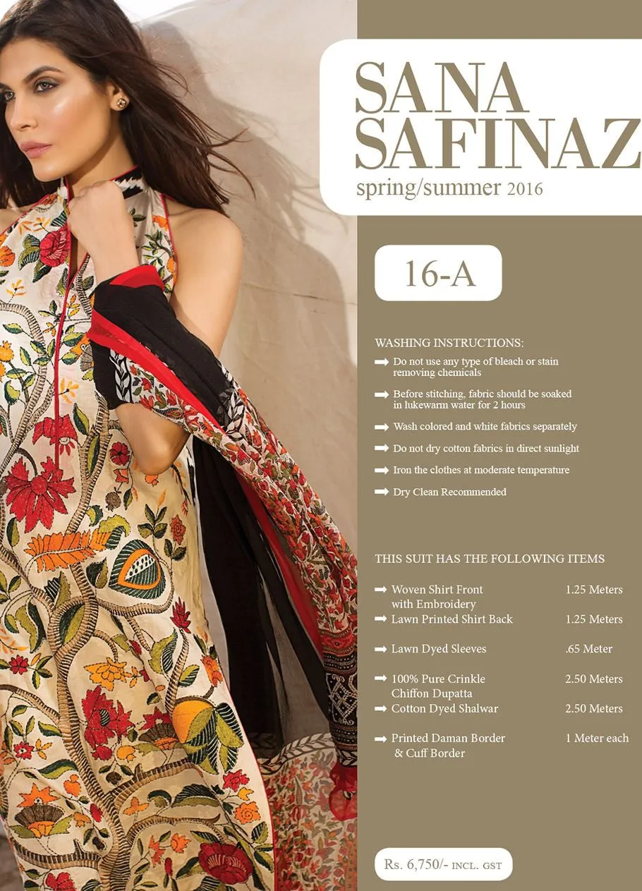 Sana Safinaz Spring/Summer Lawn Collection 2016 – 16A