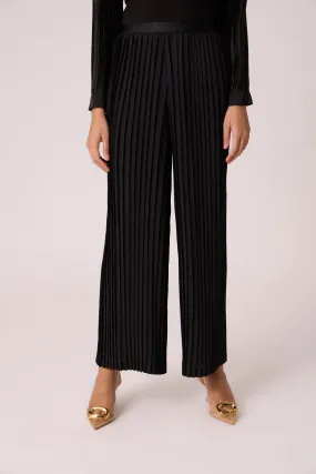 Sara Wide Pleat Pants - Black