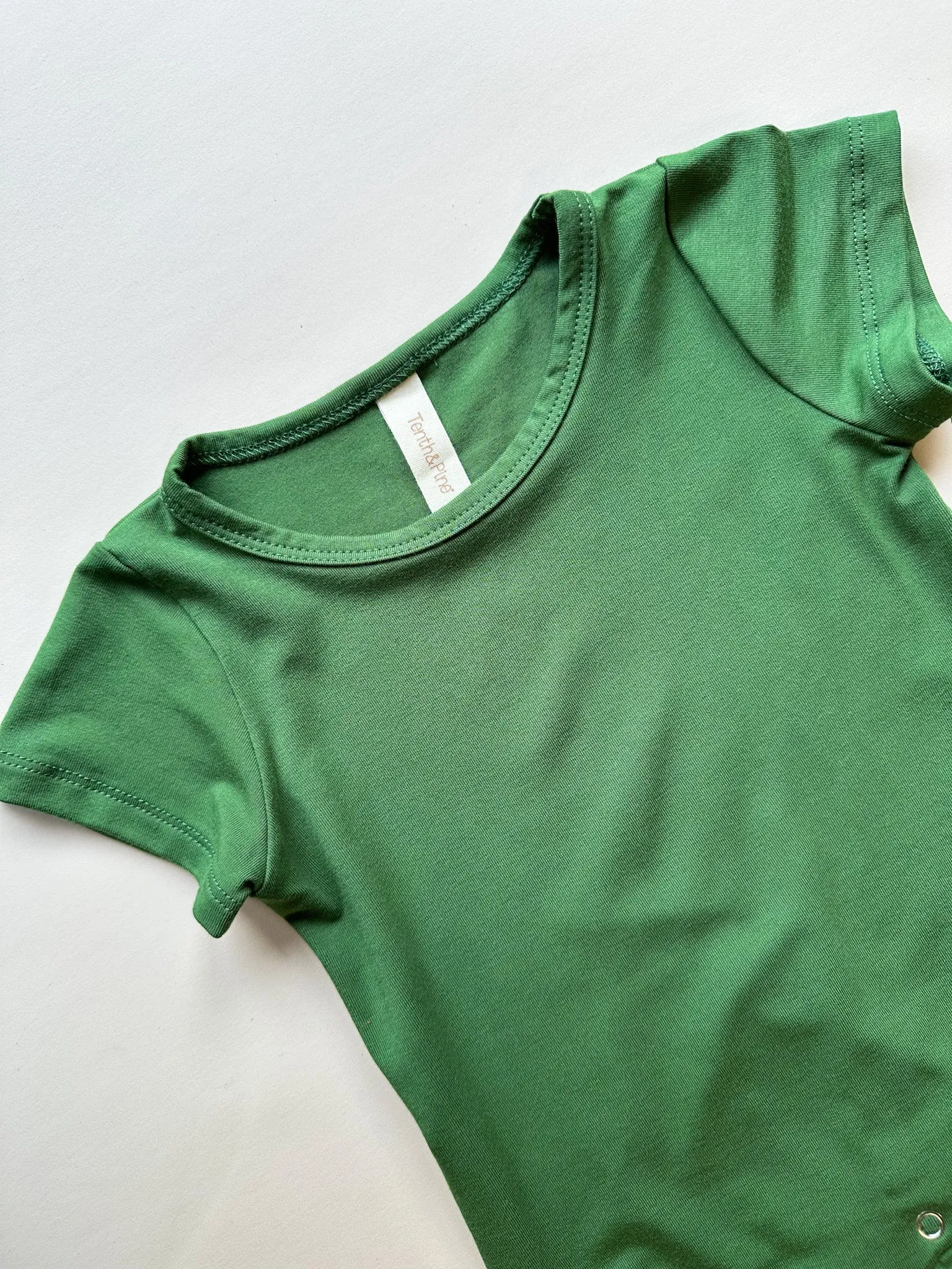 Short Sleeve Snap Romper | Green | Luxury Bamboo