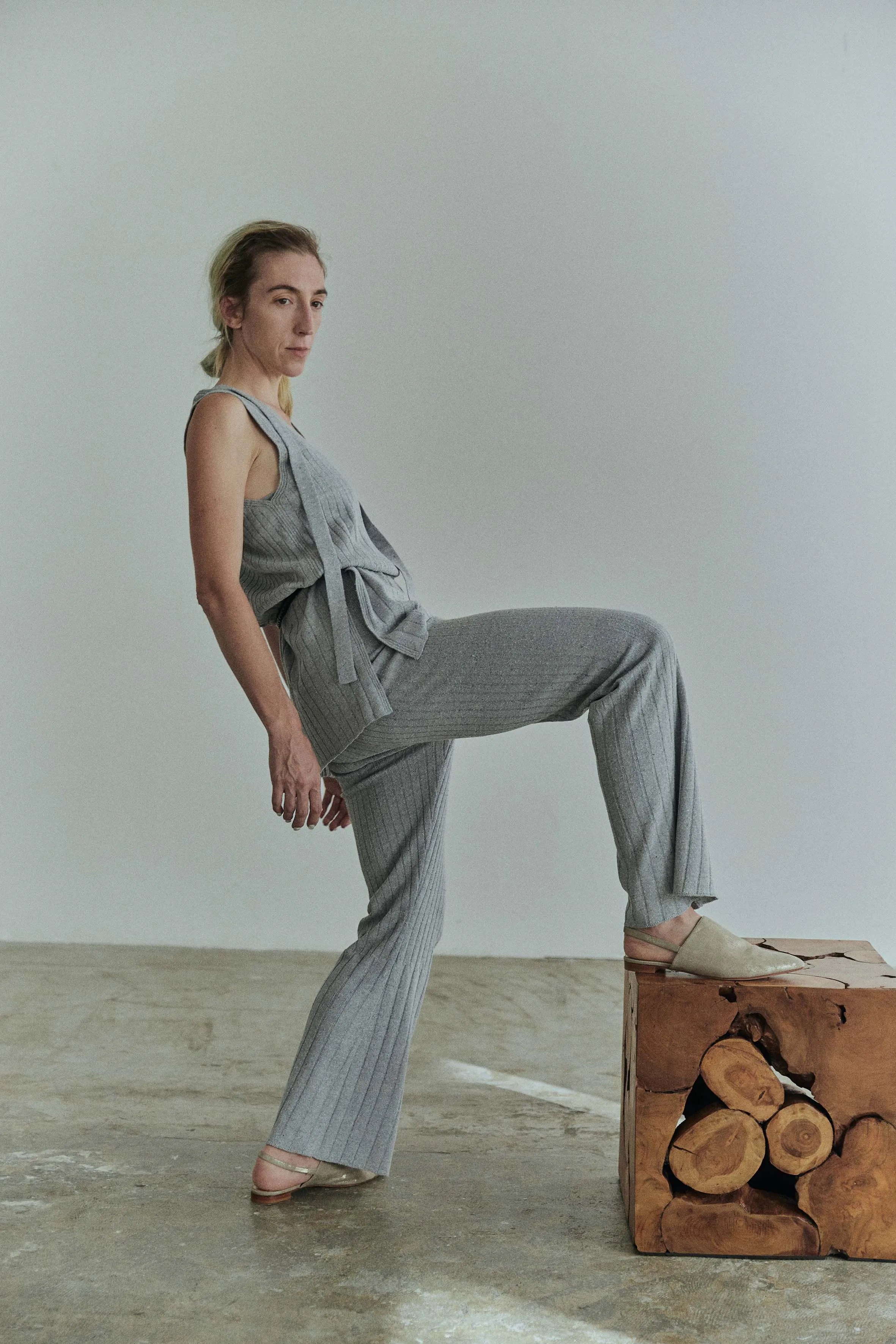 Silk Wide Rib Pants / Eco Silk 100%