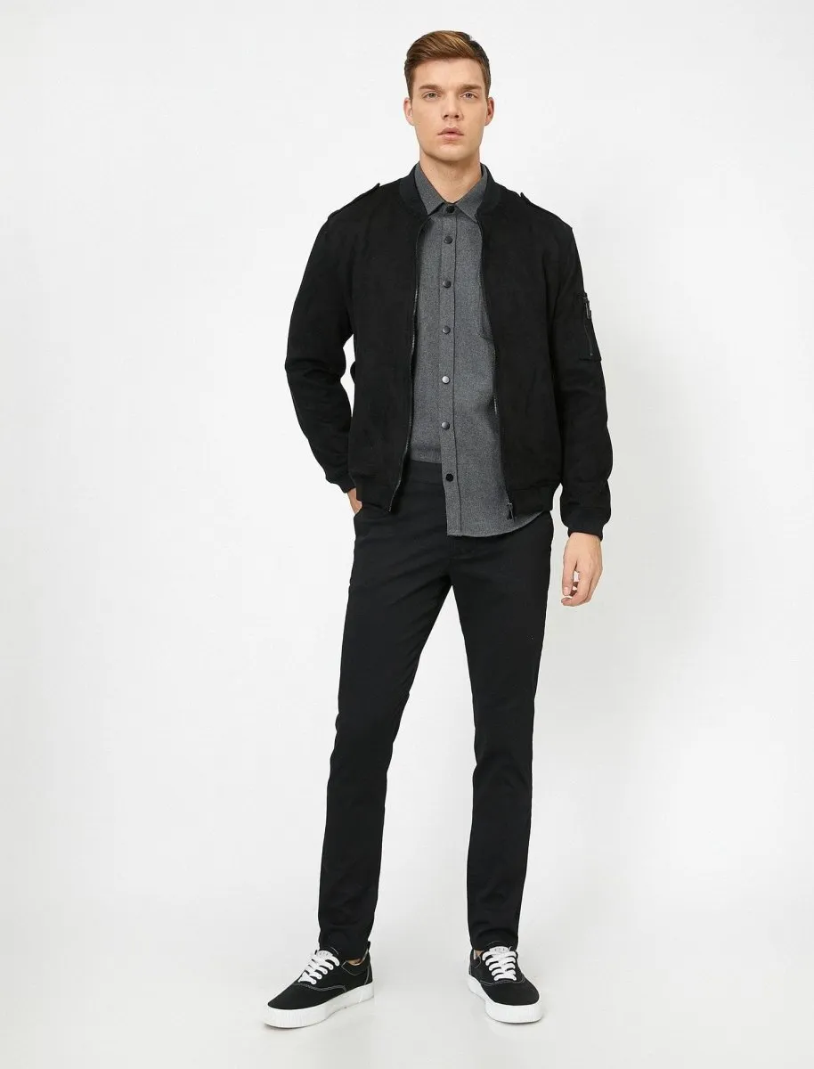 Skinny Chino Pants in Black