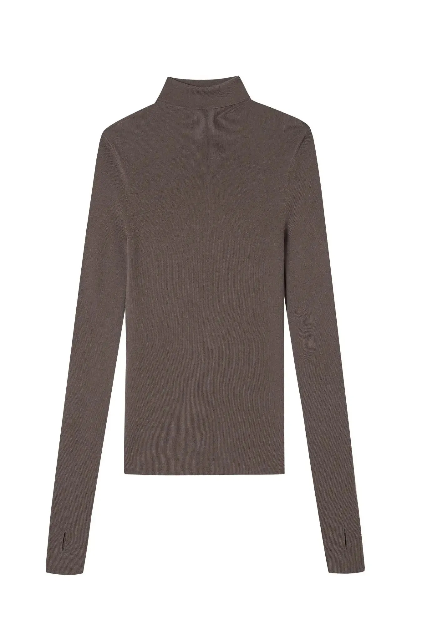 Slim Seamless Wool Turtleneck Sweater with Thumb Holes