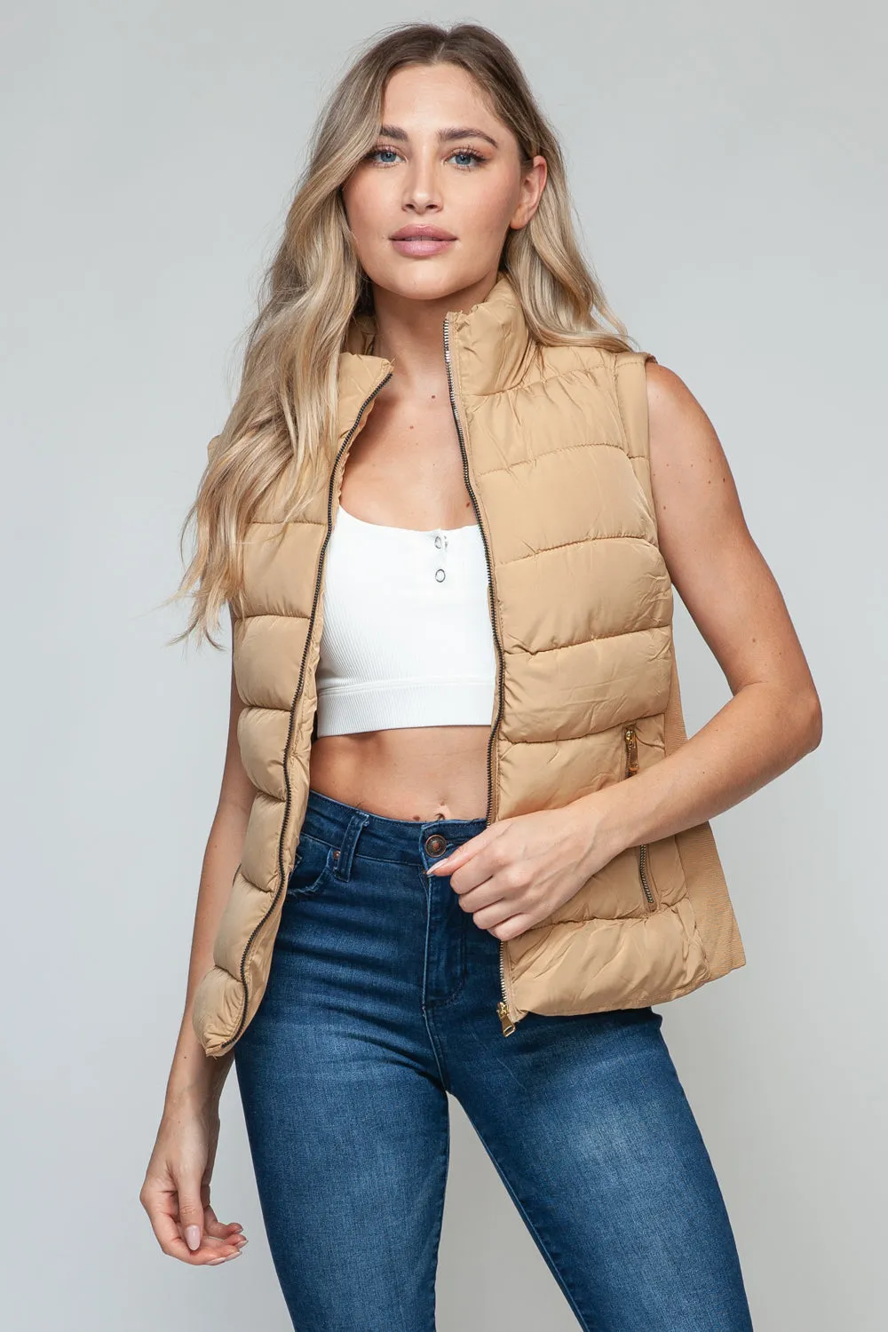 Snobbish Zip Up Turtleneck Vest with Pockets