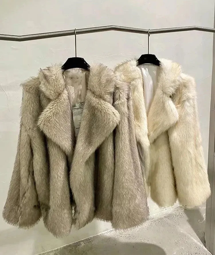 Soft Loose Thick Warm  Hairy Faux Fur Coat Autumn coat