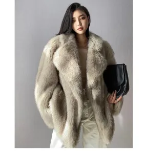 Soft Loose Thick Warm  Hairy Faux Fur Coat Autumn coat