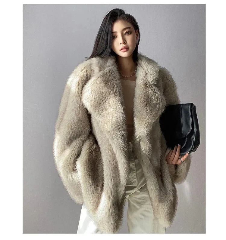 Soft Loose Thick Warm  Hairy Faux Fur Coat Autumn coat