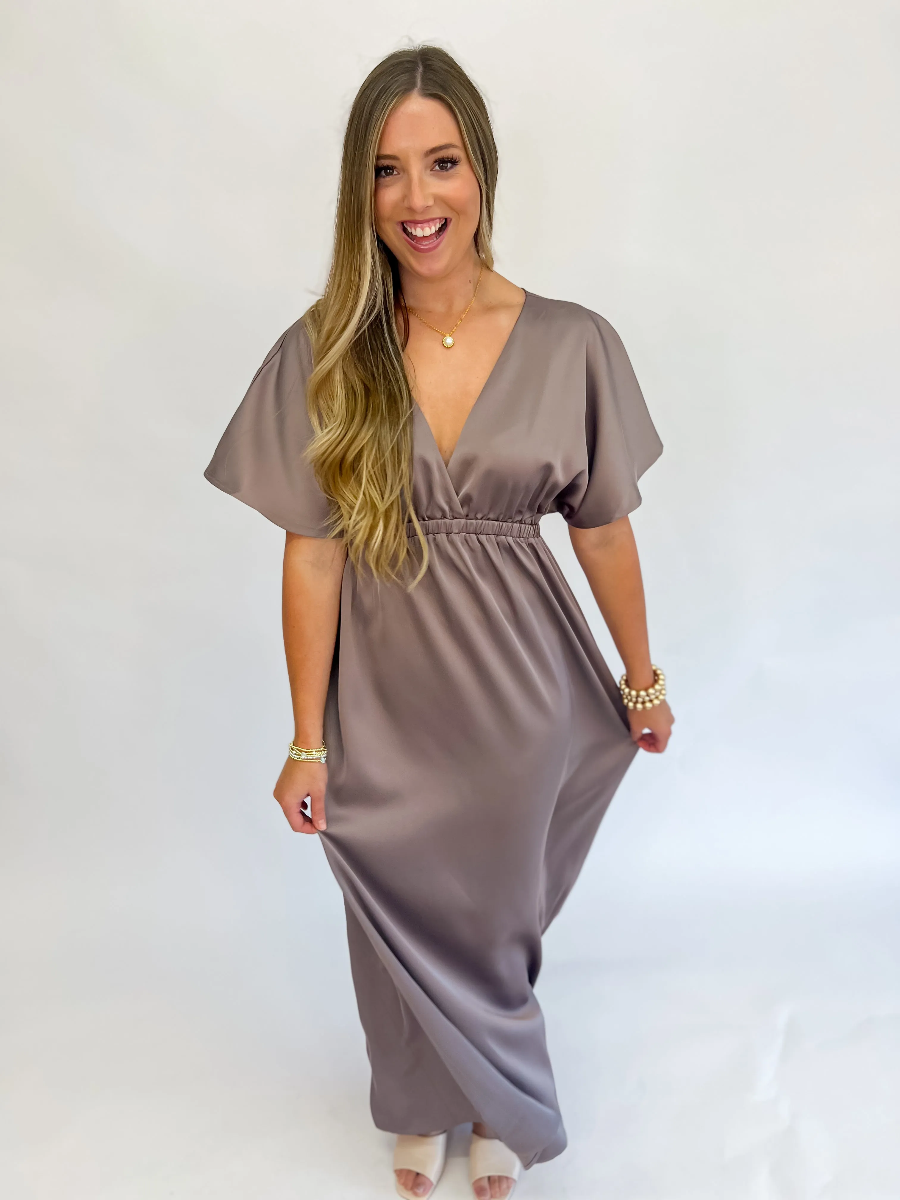 Sophisticated Satin Maxi Dress-Midnight