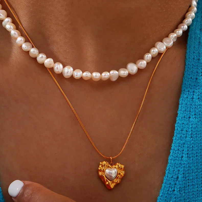 Statement Heart Facial Pendant Collarbone Necklace