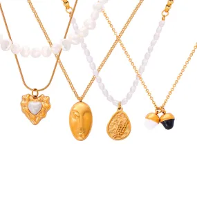 Statement Heart Facial Pendant Collarbone Necklace