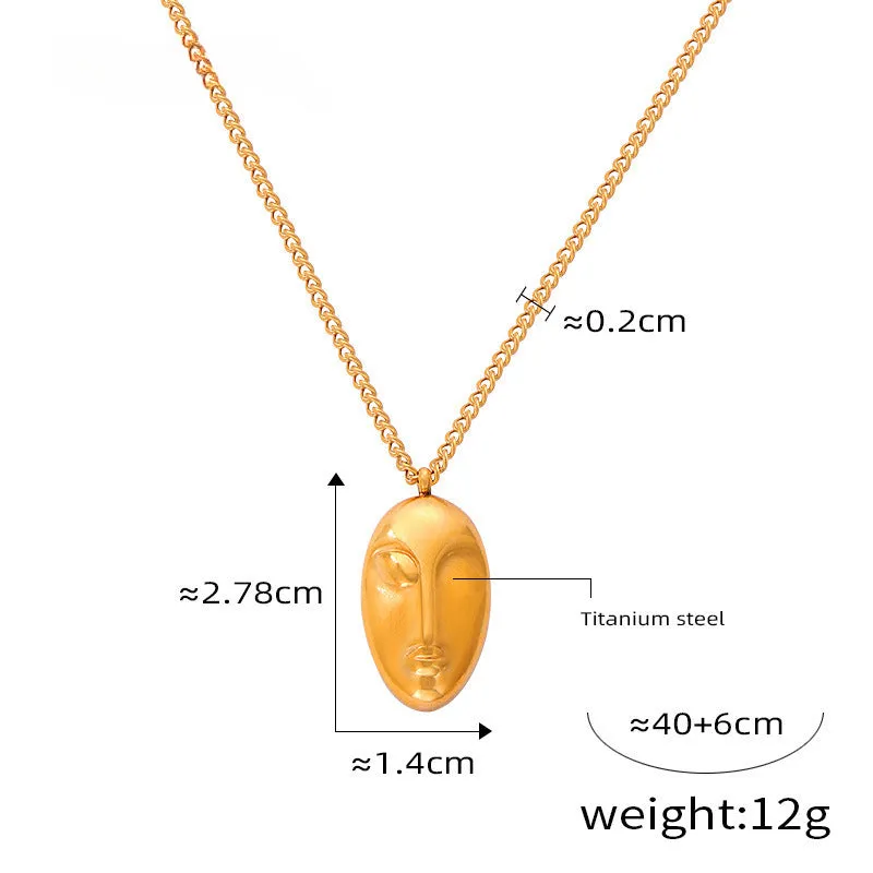 Statement Heart Facial Pendant Collarbone Necklace