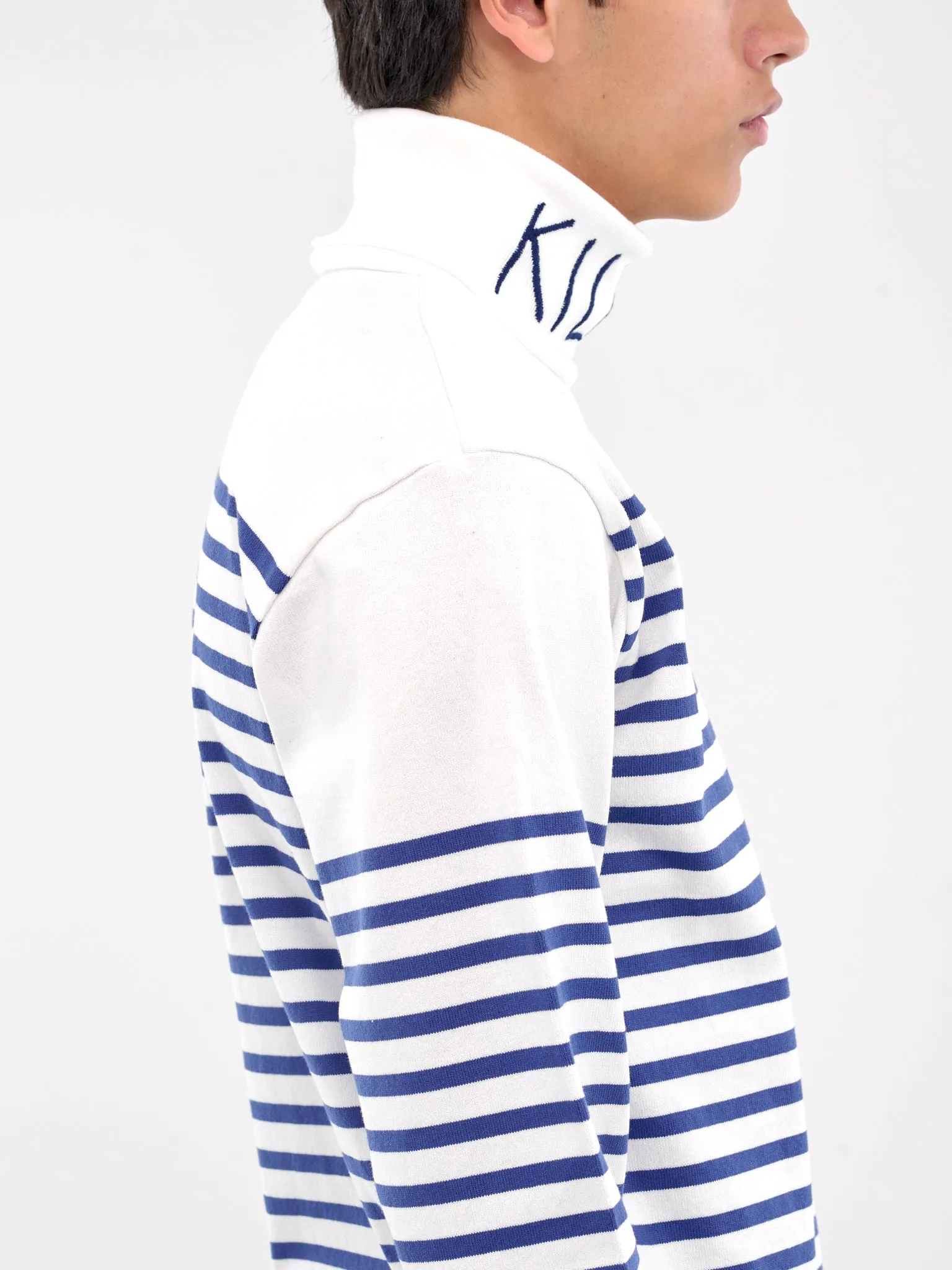 Striped Killer Embroidered Turtleneck (K2409LC020-WHITE)