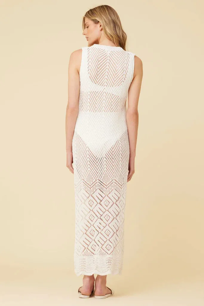 Surf Gypsy White Crochet Maxi Dress