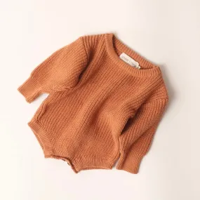 Sutton Knit Romper in Burnt Orange