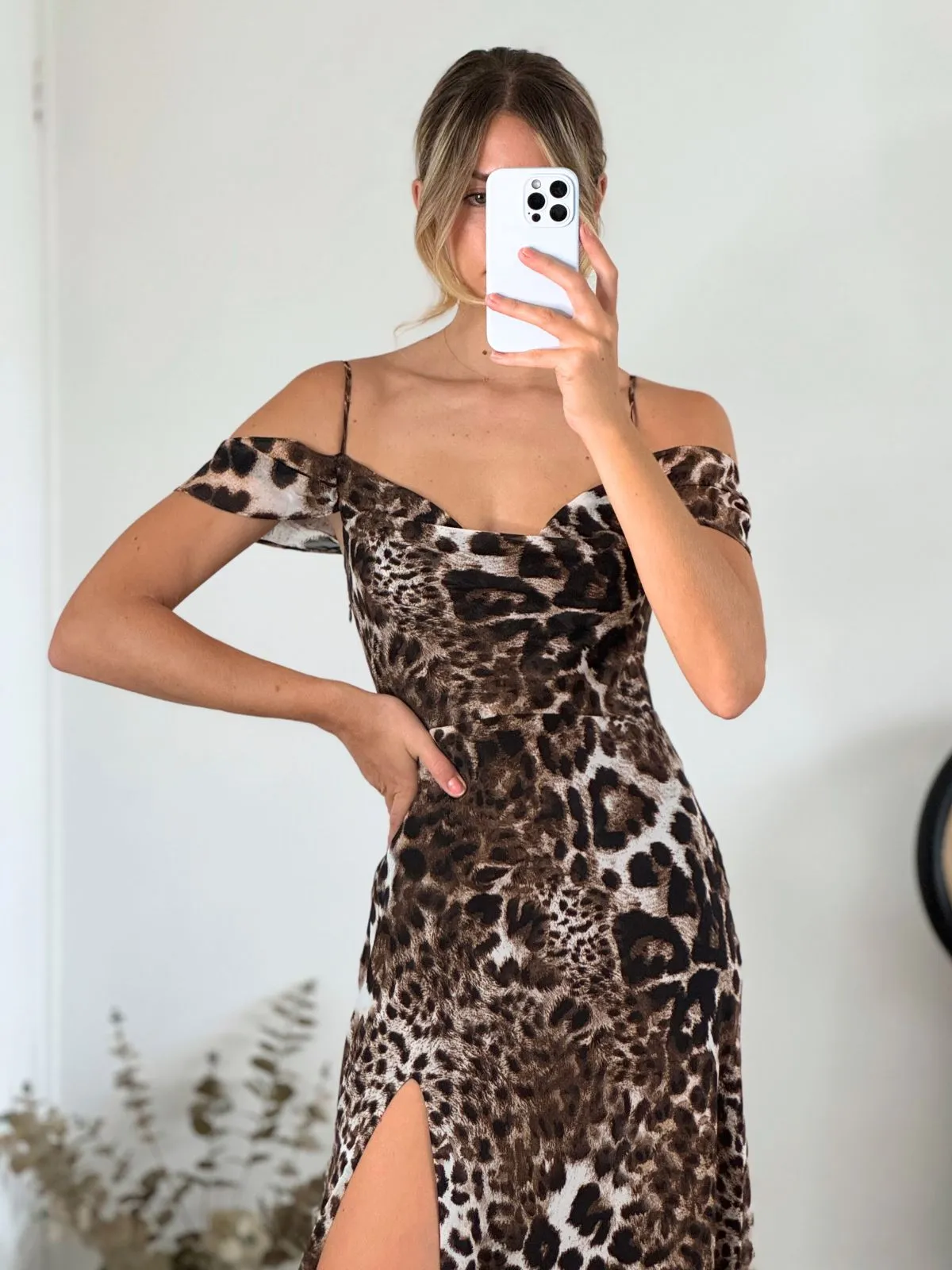 Tasmin Cold Shoulder Maxi Dress in Animal