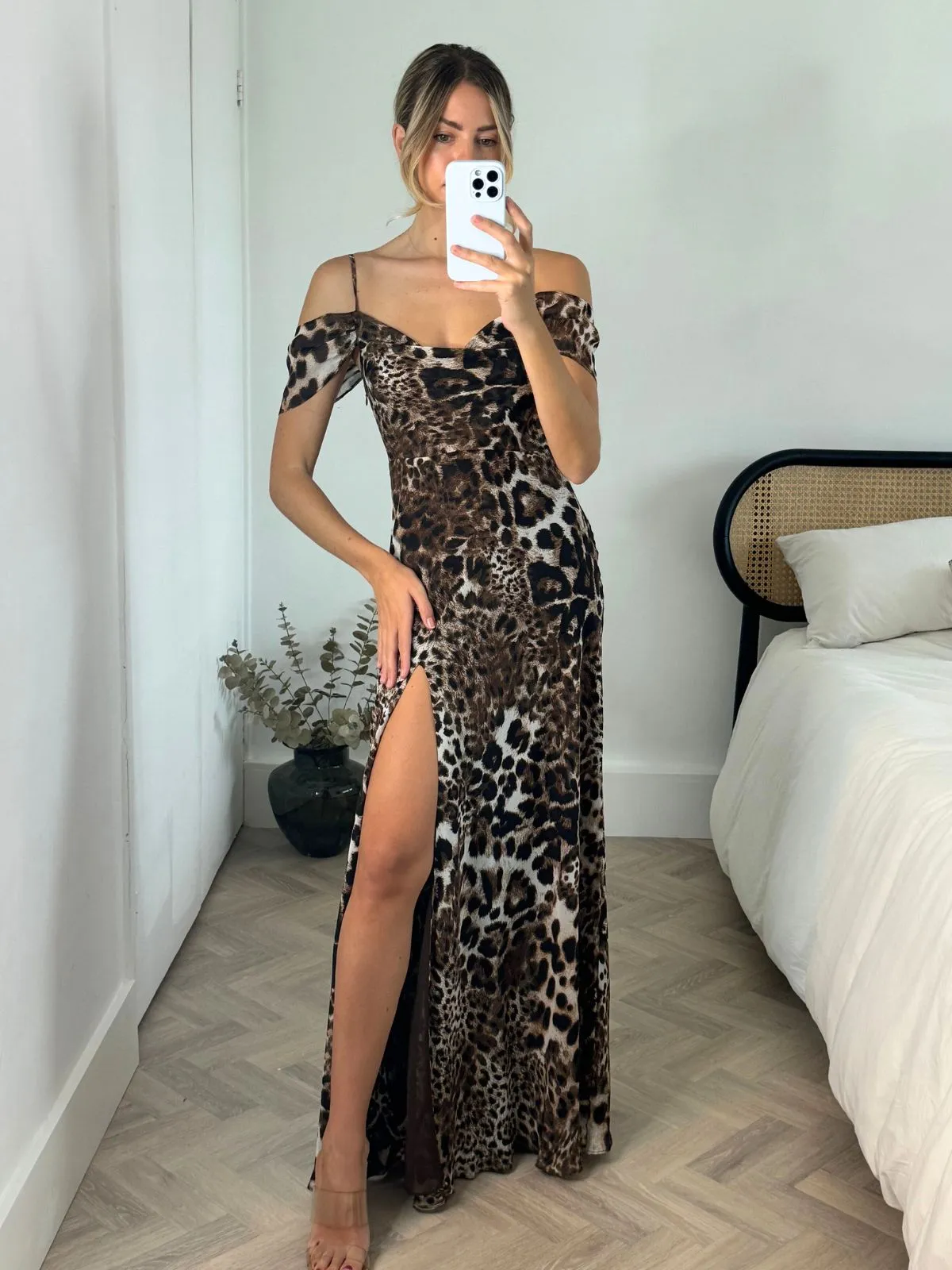 Tasmin Cold Shoulder Maxi Dress in Animal