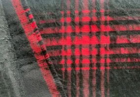 Textured Plaid Red & Black Wool Blend (Made in Italy)