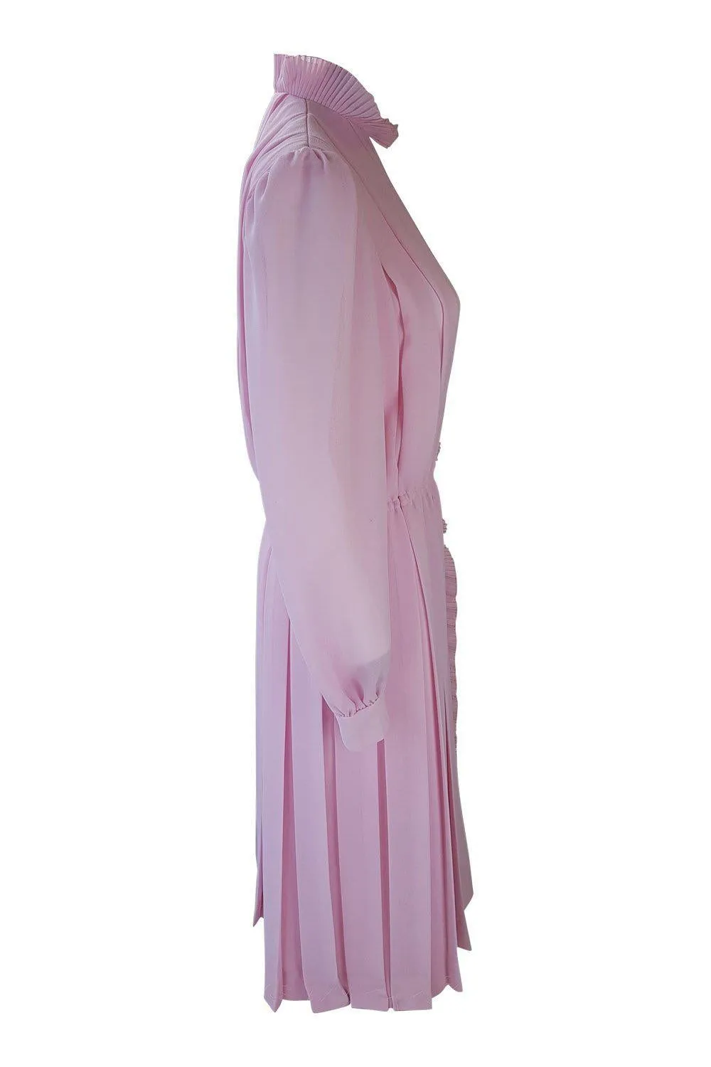 THE WHITE HOUSE Vintage Pink Pleated Long Sleeve Dress (44)