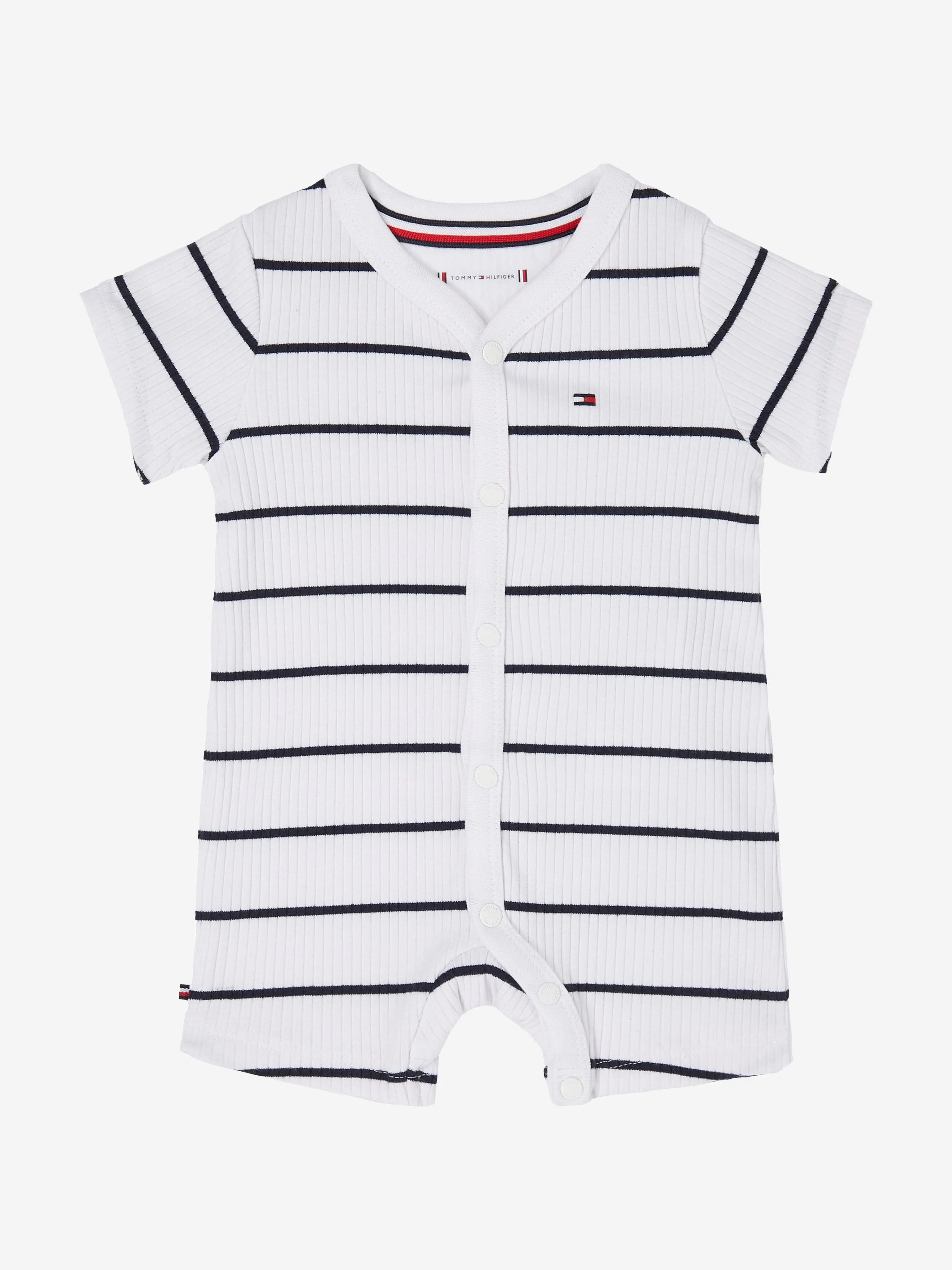 Tommy Hilfiger Baby Boys Striped Rib Romper in White