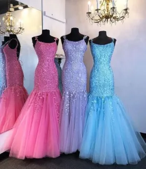 Tulle Long Prom Dress with Appliques,Formal Dresses      fg1922