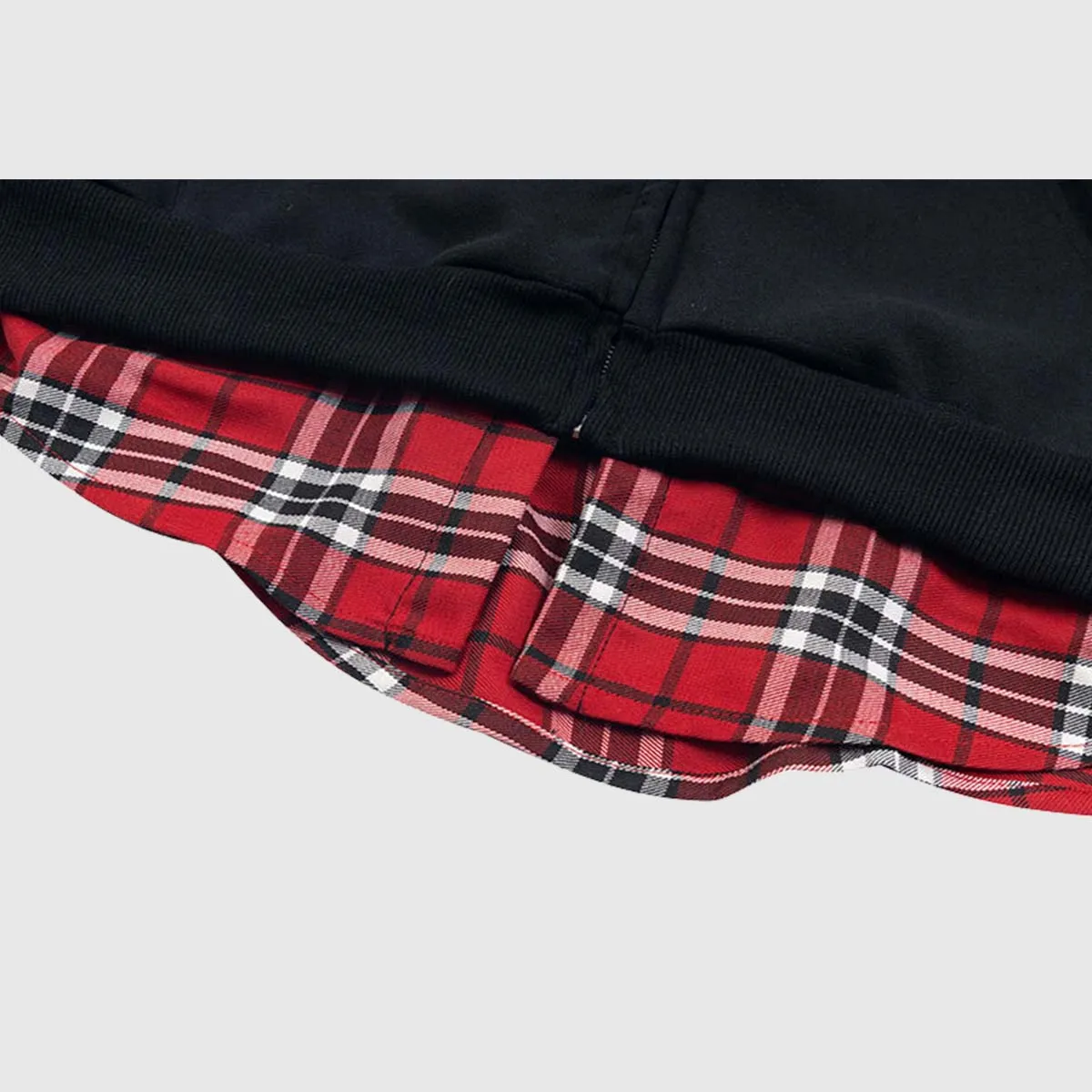 Two-Layer Plaid Hoodies