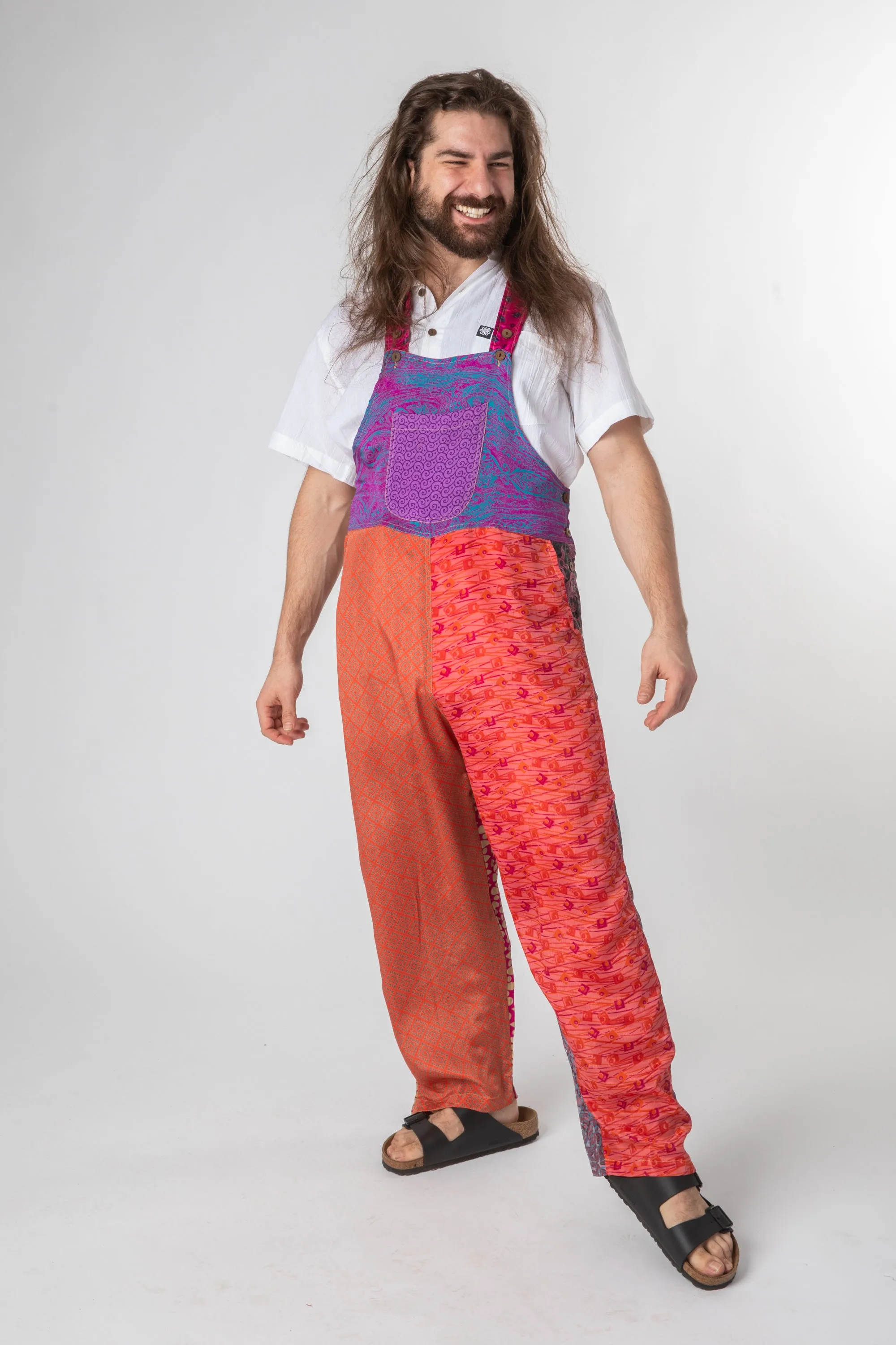 Upcycled Sari Silk Mens Overalls Overstock