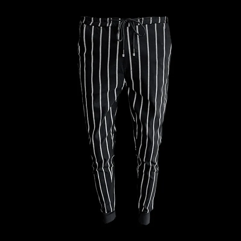 Vertical Stripes Men Monochrome Tapered Leg Pants