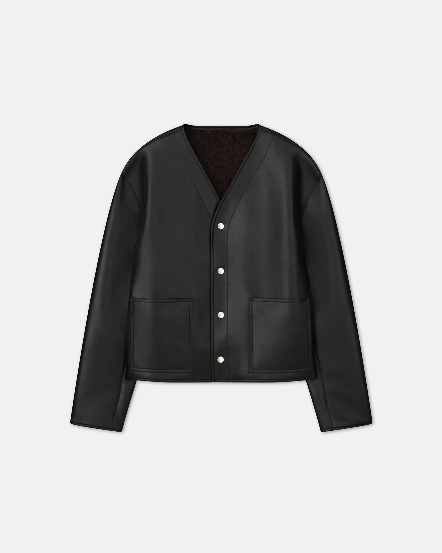 Vico - Bonded Shearling Jacket - Black Brown