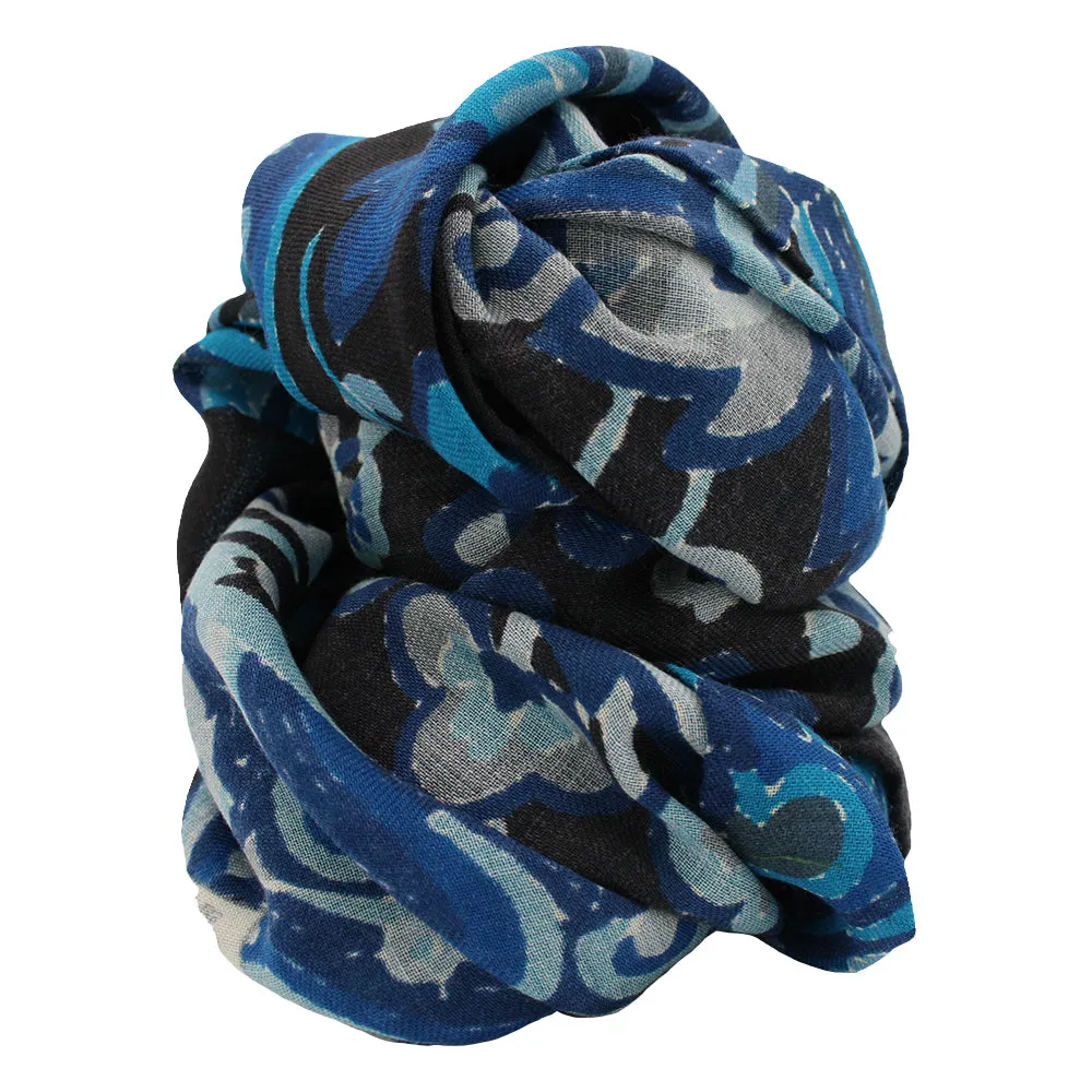 Vintage blue archive scarf with paisley super soft-PERVINCA