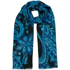 Vintage blue archive scarf with paisley super soft-PERVINCA