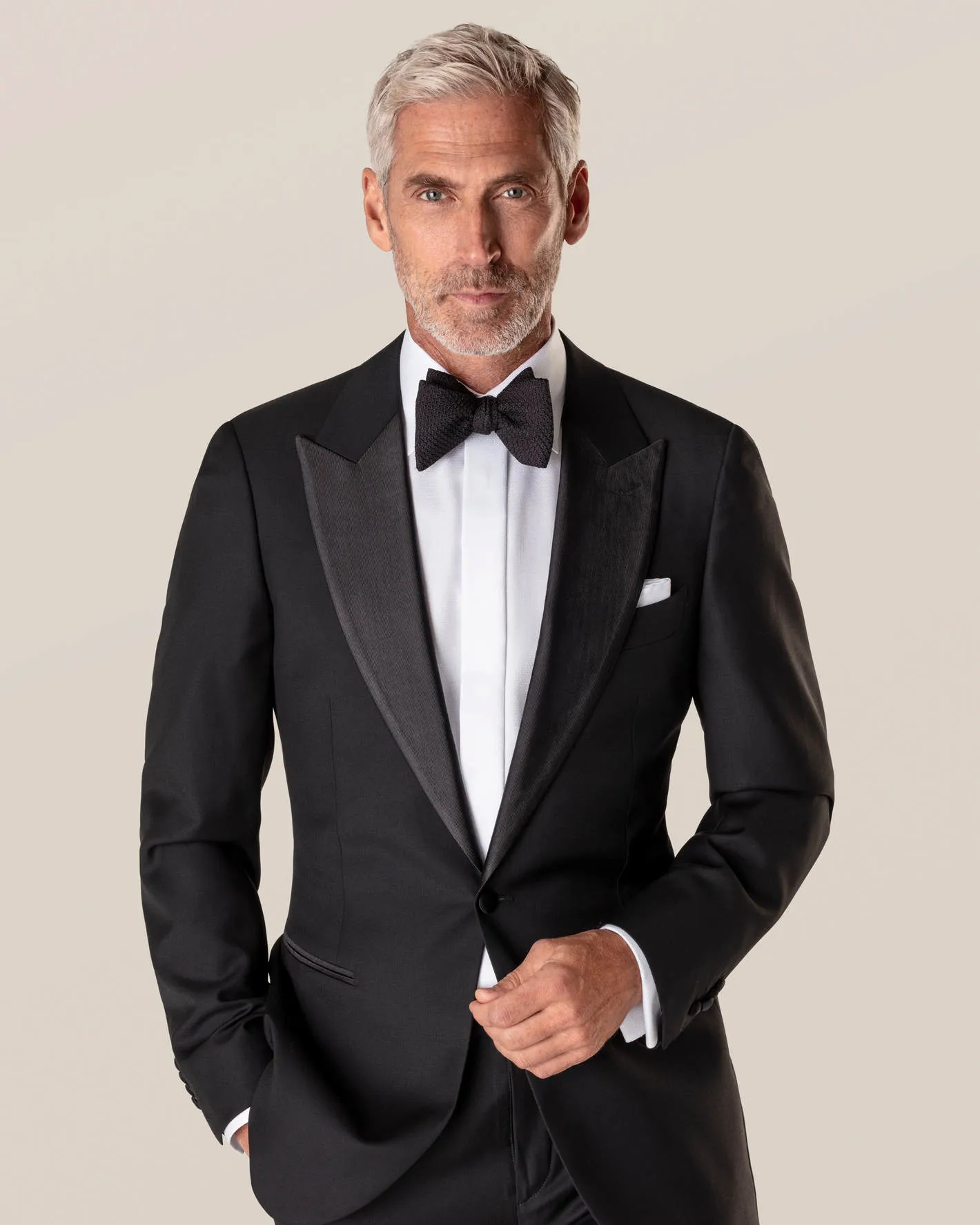 White Dobby Tuxedo Shirt- Contemporary Fit