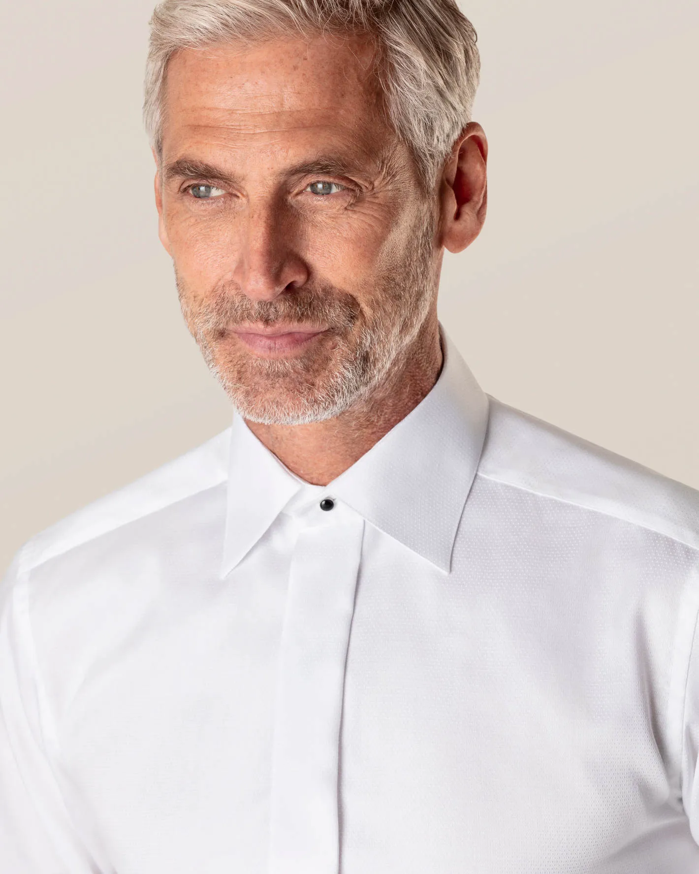 White Dobby Tuxedo Shirt- Contemporary Fit