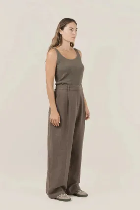 Wide Leg Tailored Trouser, Charcoal