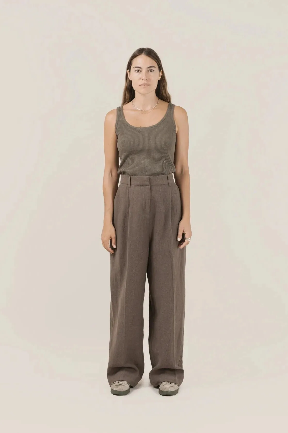 Wide Leg Tailored Trouser, Charcoal