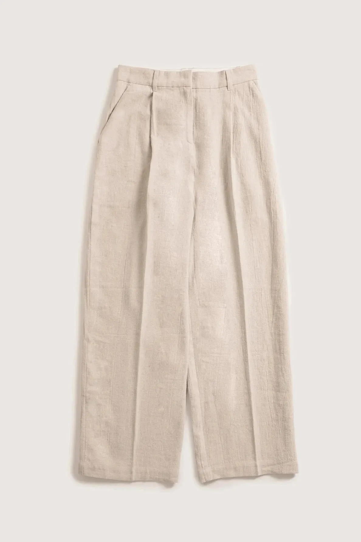 Wide Leg Tailored Trouser, Raw Ecru