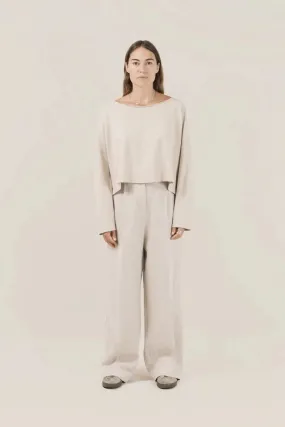 Wide Leg Tailored Trouser, Raw Ecru