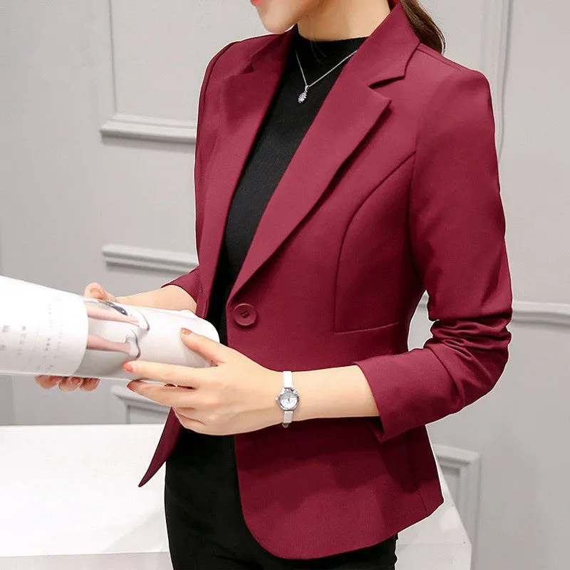 Women Fashion Casual Blazer Slim Fit Business Basic Jacket Lady Work Wear