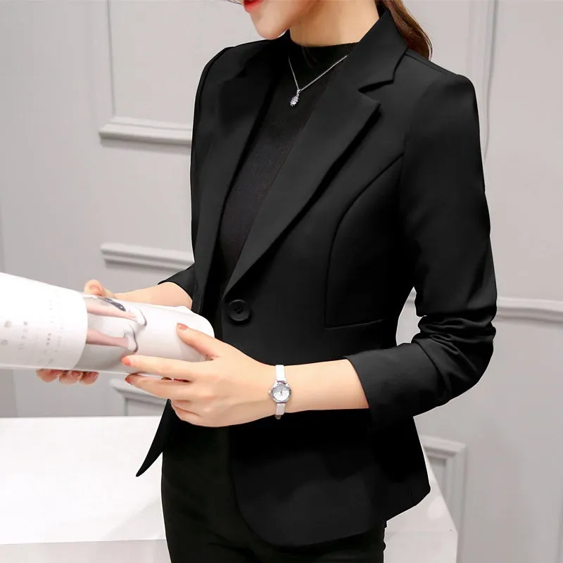 Women Fashion Casual Blazer Slim Fit Business Basic Jacket Lady Work Wear